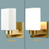 Modern Milky White Glass Gold Rounded rectangle Vanity Wall Sconces Fixtures Set of 2